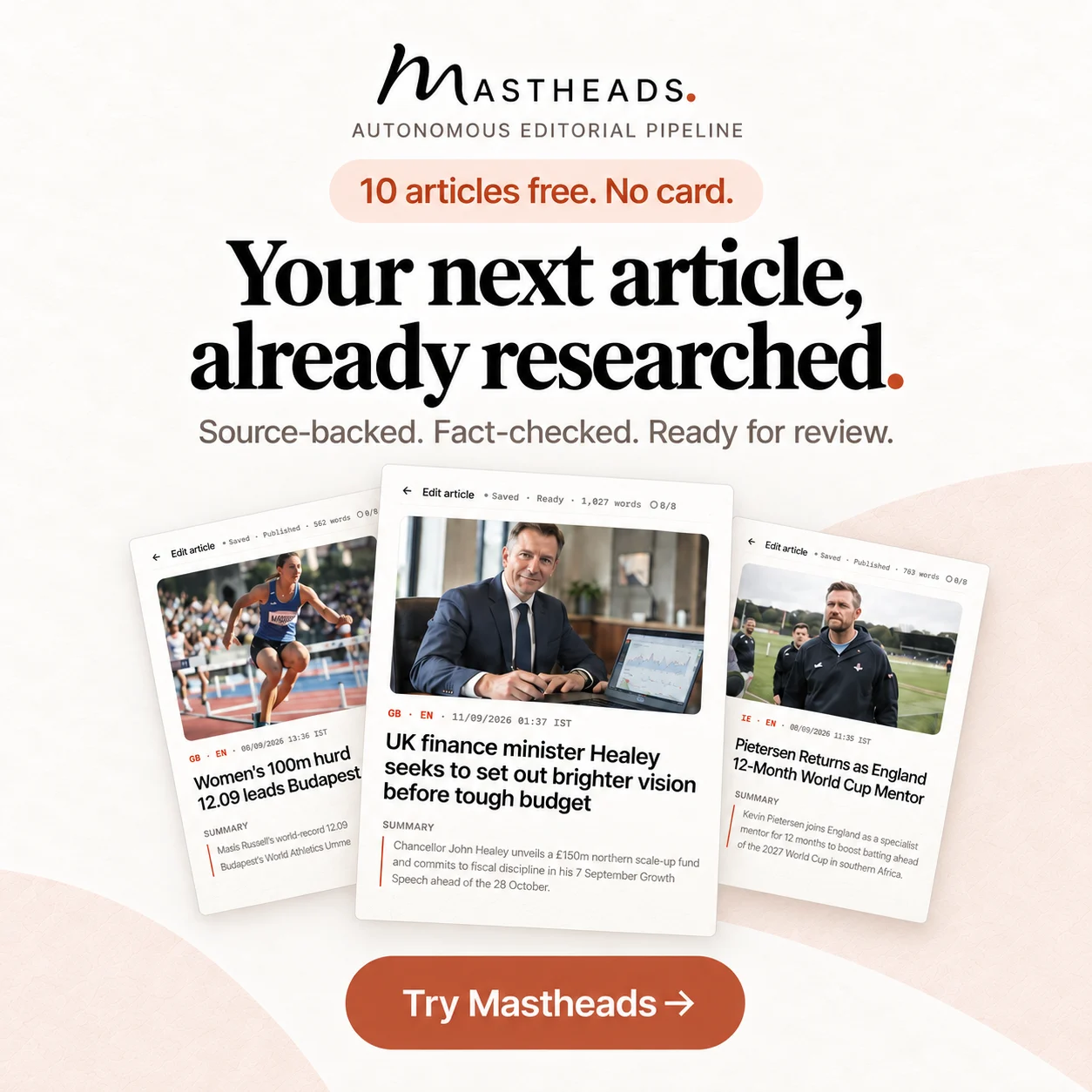 Mastheads: Ihr nächster Artikel, bereits recherchiert – quellengestützt, faktengeprüft und bereit zur Durchsicht